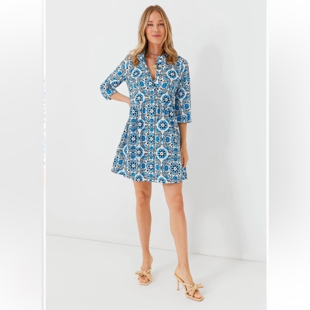 Tuckernuck Blue Medallion Royal Shirtdress Size Large